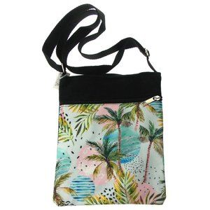 Trezo Black White Palm Tree Beach Crossbody Bag Zippered Purse Shoulder Phone